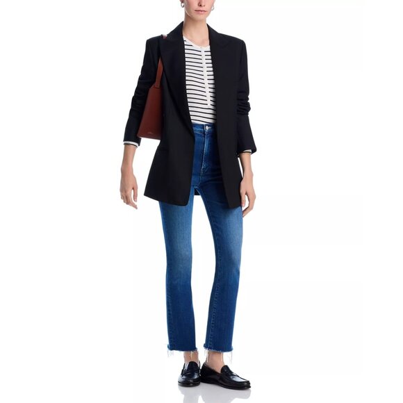 238$ MOTHER The Hustler Flood Frayed Hem Denim Jeans High Rise Size 24 Blue - Picture 4 of 4